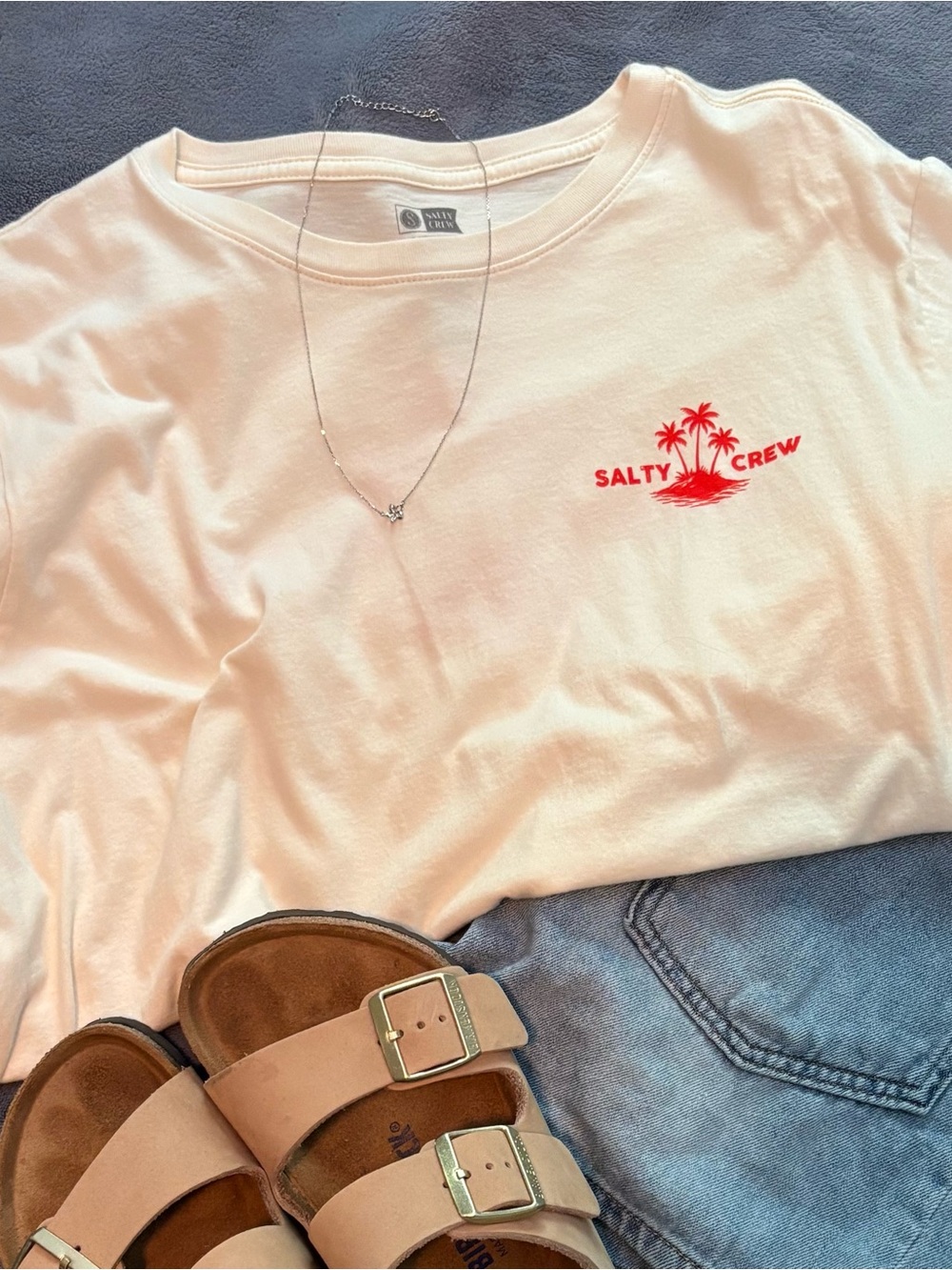 Salty Crew White Tee with Red Logo
